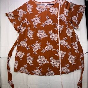 Isabel Maternity Floral Blouse - Brown and White